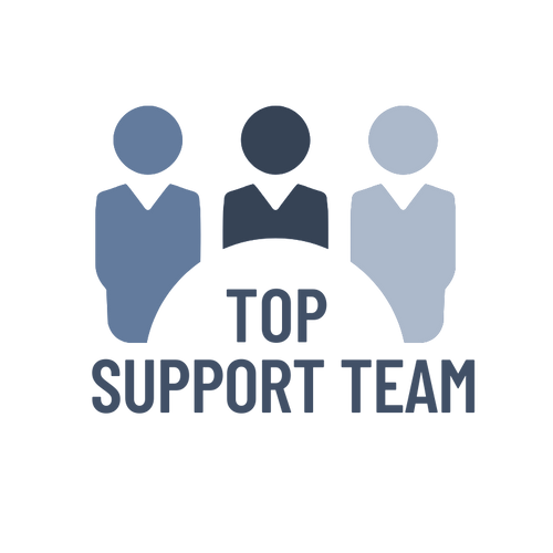 Logo featuring three stylized human figures above the text "Top Support Team," symbolizing collaboration and excellence in freight brokerage.